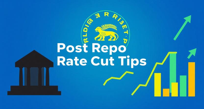 Graphic showing practical steps for borrowers and savers following the RBI repo rate cut to 5.25%, including managing loans, adjusting savings, and planning finances