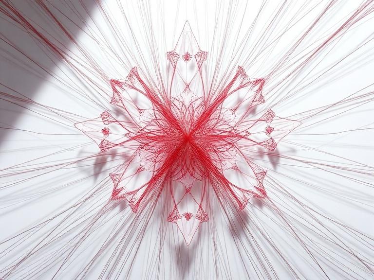 The image transforms spider silk into a work of art, blending science and creativity.