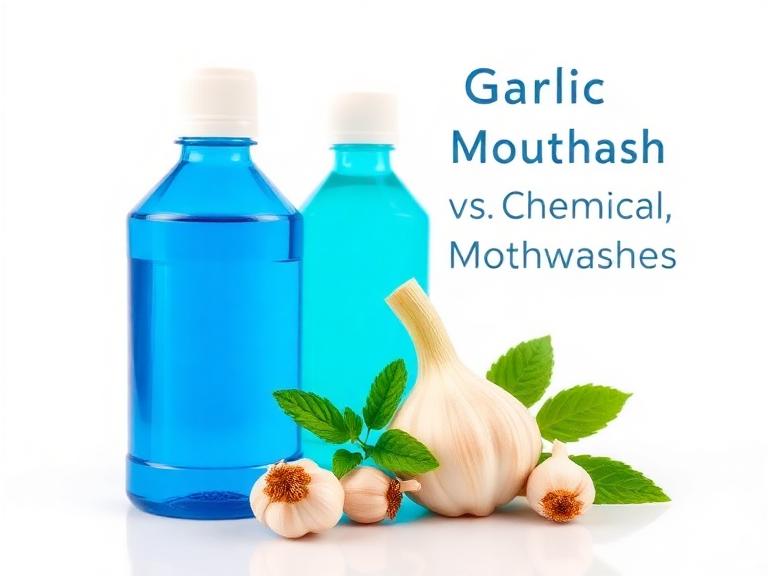 Garlic mouthwash is chemical-free and gentle, while chemical mouthwashes may cause dryness or irritation.