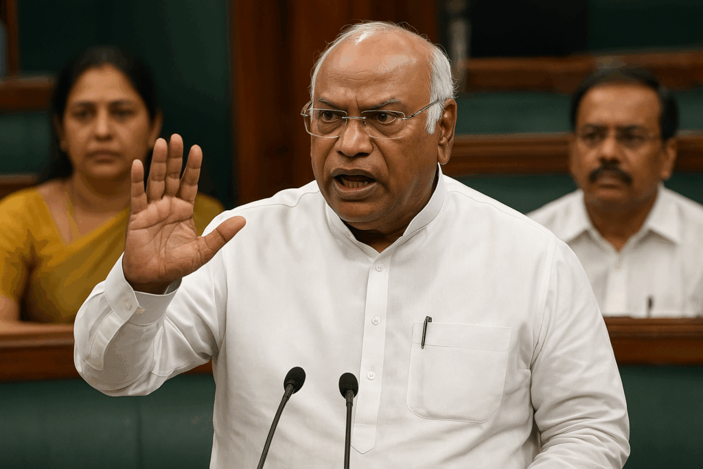 Kharge accused the government of undermining democratic norms and rushing laws without proper debate.