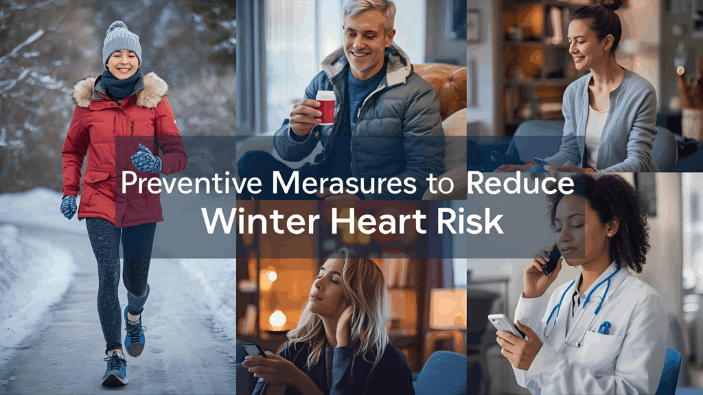 Group of adults in winter highlighting those most vulnerable to heart attacks.