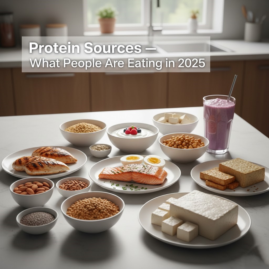 High-Protein Meals 2025 showing diverse protein sources
