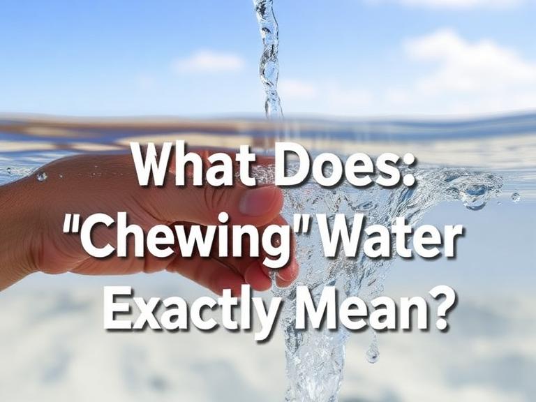 Holding water in your mouth and moving it around as if chewing, before swallowing.