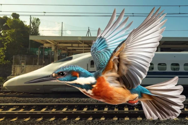Direct comparison of the Kingfisher's beak and the Bullet Train nose cone.