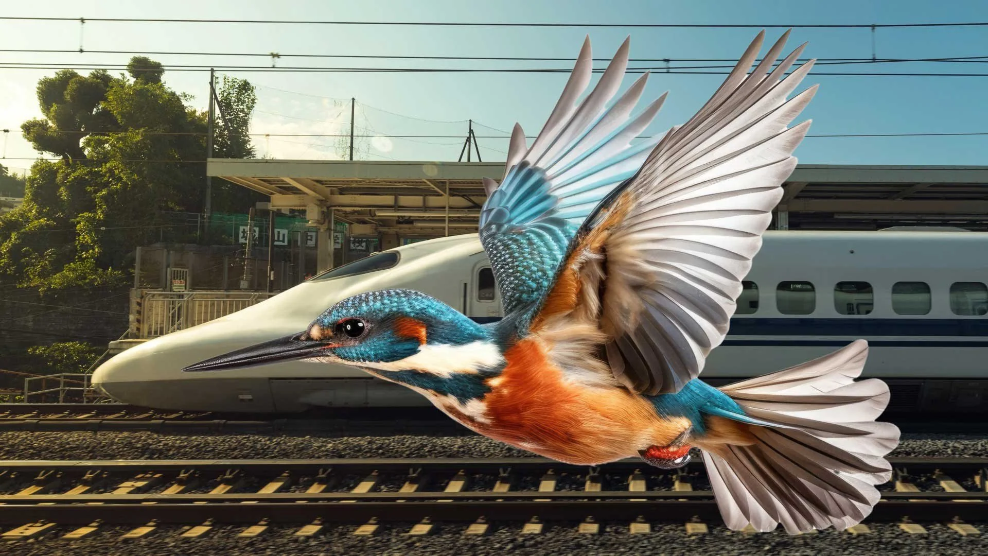 Direct comparison of the Kingfisher's beak and the Bullet Train nose cone.