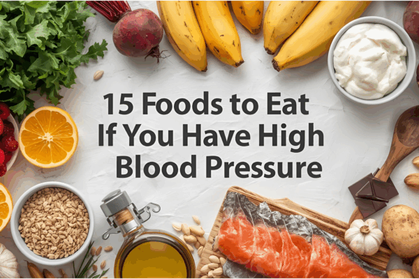 Healthy energy-boosting foods including leafy greens, berries, citrus fruits, bananas, beetroots, and fatty fish arranged on a clean table.