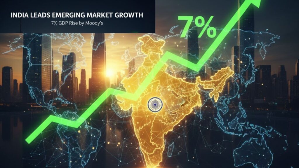 Moody’s predicts India will lead emerging markets in 2025 with a 7% GDP growth, highlighting strong economic momentum.