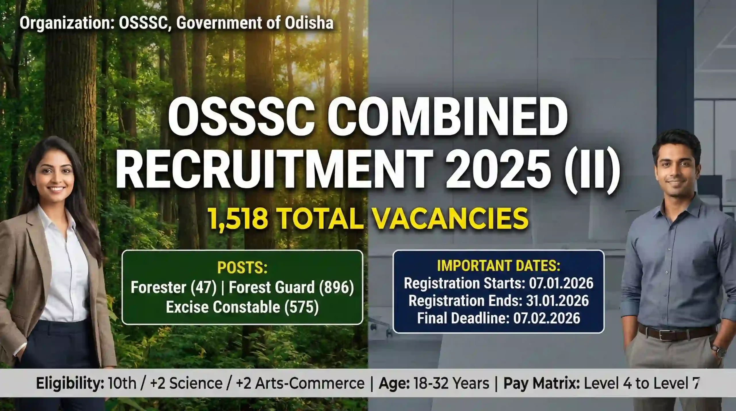 OSSSC Combined Recruitment Examination 2025 Forester Forest Guard Excise Constable
