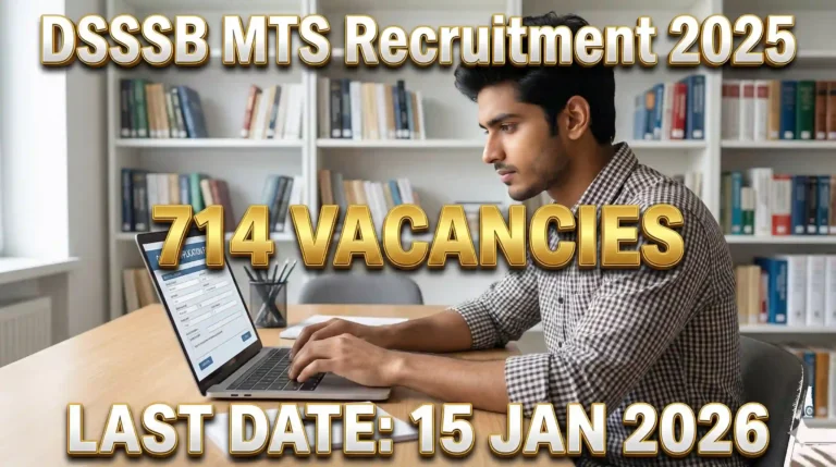 DSSSB MTS Vacancy 2026: Online Applications Open for 714 Multi-Tasking Staff Posts