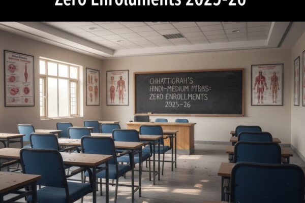 Chhattisgarh’s Hindi-medium MBBS initiative failed to attract any students in 2025-26, revealing challenges around language choice, career concerns, and medical education policy.