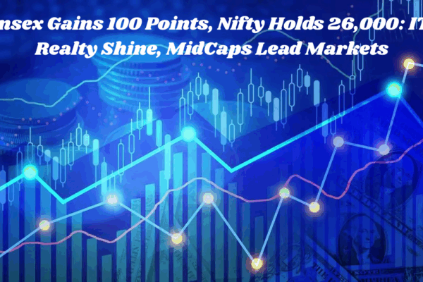 Sensex gains 100 points and Nifty holds 26,000 as IT and Realty stocks shine and MidCaps lead market performance