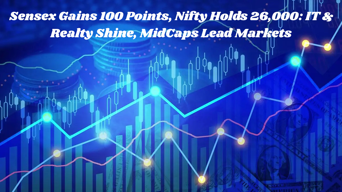 Sensex gains 100 points and Nifty holds 26,000 as IT and Realty stocks shine and MidCaps lead market performance