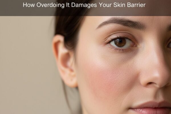 Skin barrier damage from overdoing skincare with redness and irritation