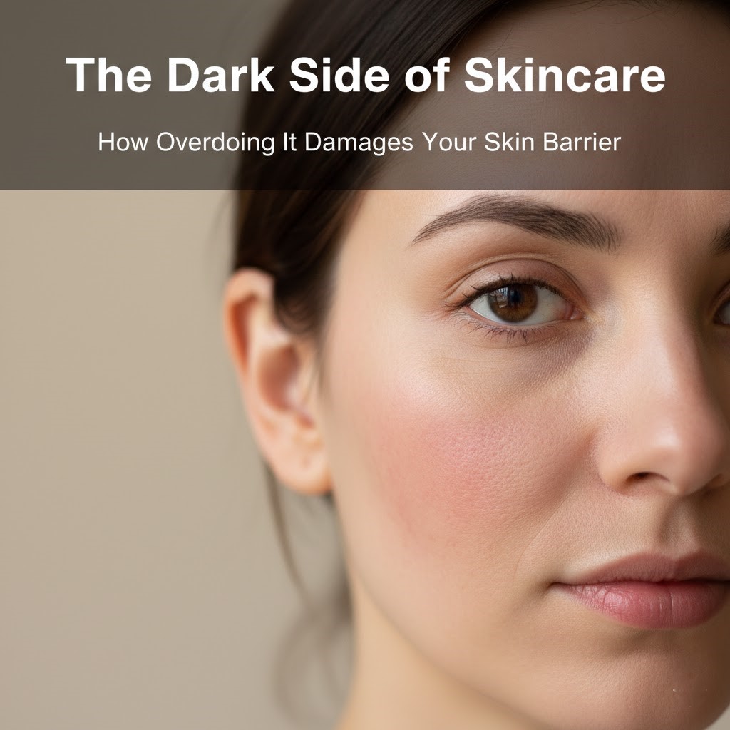 Skin barrier damage from overdoing skincare with redness and irritation